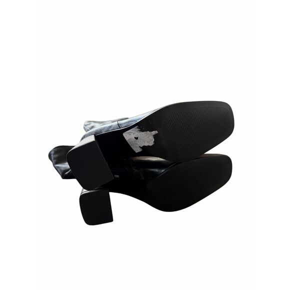 Steve Madden Tall Boot Size 8.5 Black Square Toe Chunky Block Heel NEW - Picture 7 of 7